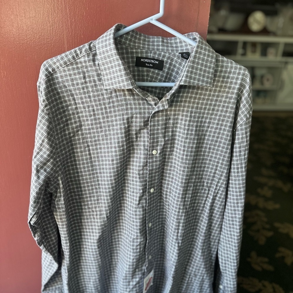 Nordstrom Men's Black and White Plaid Shirt